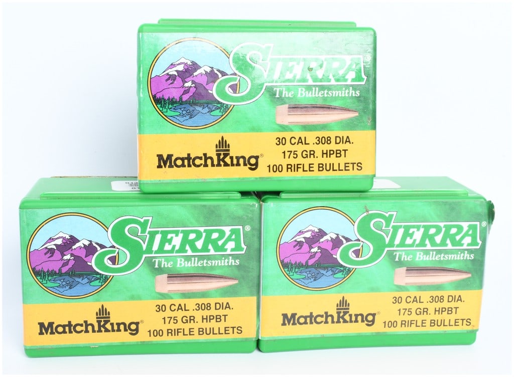 Three Boxes of Sierra MatchKing .30 Caliber 175 Grain HPBT Rifle Bullets (1 of 3)