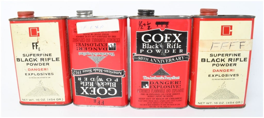 A Lot of 4 GOEX Black Rifle Powder 1 lb. Cans with 3 LBS Total (1 of 2)