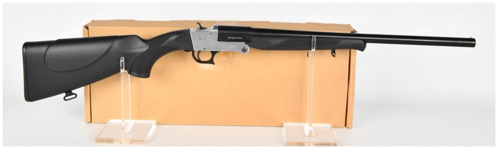 Berika Arms SS20 Single Shot Shotgun 20 Gauge with 20 Inch Barrel: This Berika Arms SS20 is a single-shot break-action shotgun chambered for 20 gauge shells with a 3 inch chamber. The firearm is equipped with a 20 inch blued barrel featuring a fixed cylinder choke