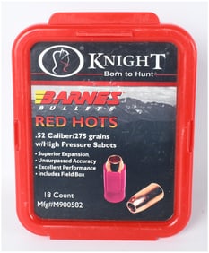 A Lot of 18 Knight Rifles Barnes Red Hots Muzzleloader Bullets .52 Caliber