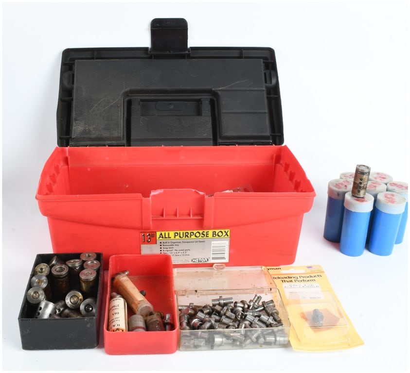 A Collection of 23 Lyman Bullet Sizing Dies and 73 Top Punches with Keter Toolbox (1 of 5)