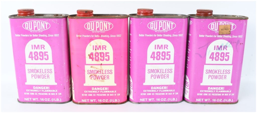 A Lot of 4 DuPont IMR 4895 Smokeless Powder Cans (1 of 2)
