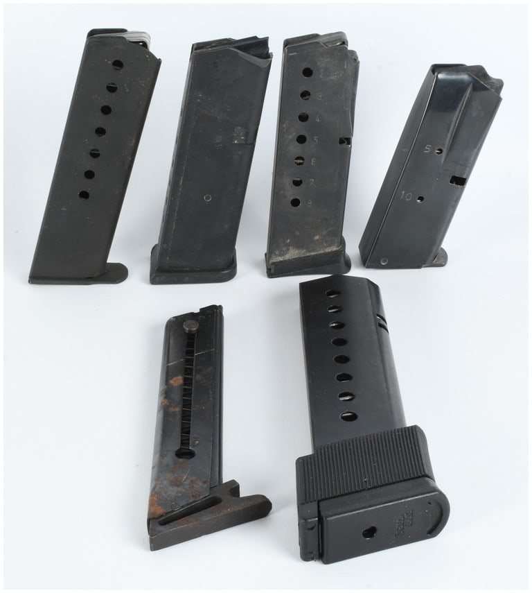 A Collection of 6 Semi-Automatic Pistol Magazines including Heckler and Koch P7 (1 of 3)