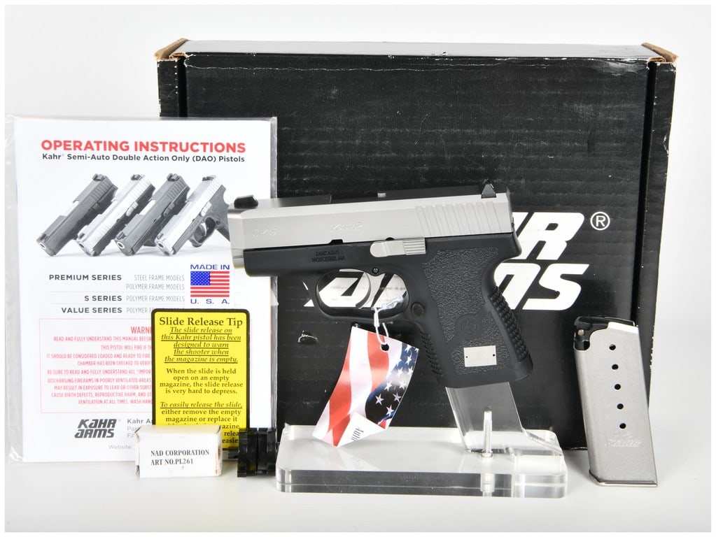 Kahr Arms CM9 Semi-Automatic Pistol 9x19mm with 3 Inch Barrel: The Kahr Arms CM9 is a subcompact, semi-automatic, double-action-only pistol chambered in 9x19mm, designed for concealed carry and personal defense. This example appears to be in brand new condition a