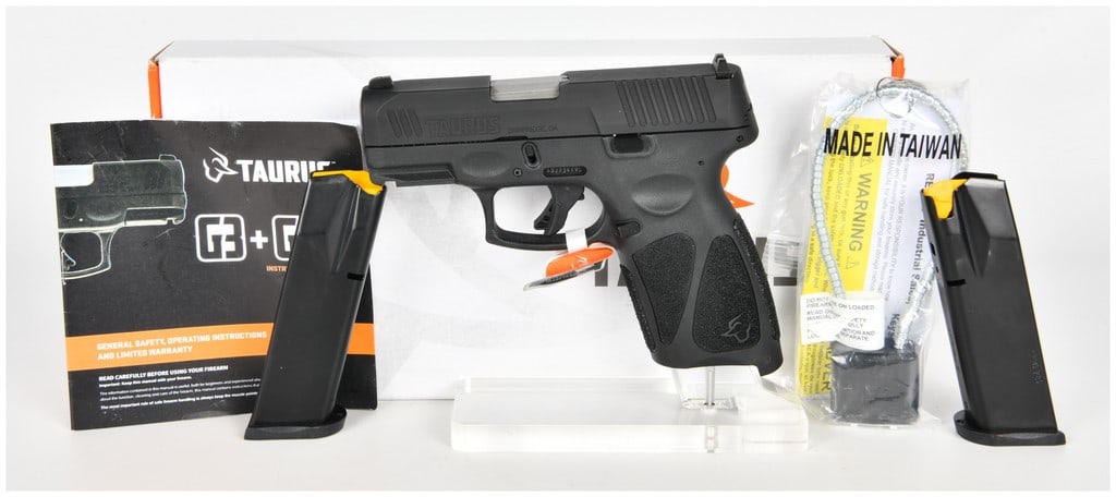 Taurus G3X Semi-Automatic Pistol 9x19mm with 3.26 Inch Barrel: This Taurus G3X is a semi-automatic striker-fired pistol chambered in 9x19mm. The firearm features a 3.26-inch barrel and a matte black-finished steel slide over a black polymer frame with an integrat