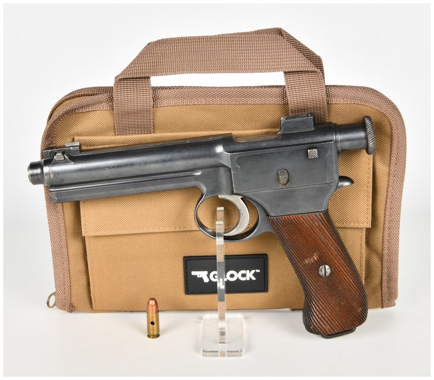 Steyr Model 1907 Semi-Automatic Pistol 8mm Roth-Steyr with 5 Inch Barrel 1913: This Steyr Model 1907 semi-automatic pistol is chambered for the 8mm Roth-Steyr cartridge and serves as a significant example of an early twentieth-century Austrian military sidearm. The pistol featur