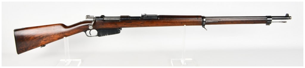 Ludwig Loewe Mauser Modelo 1891 Bolt Action Rifle 7.65x53mm Argentine with 29.1 Inch Barrel Antique: This is an Argentine Mauser Modelo 1891 bolt-action rifle chambered for the 7.65x53mm Argentine cartridge, a significant early smokeless powder military arm. The rifle features a 29.1-inch barrel with