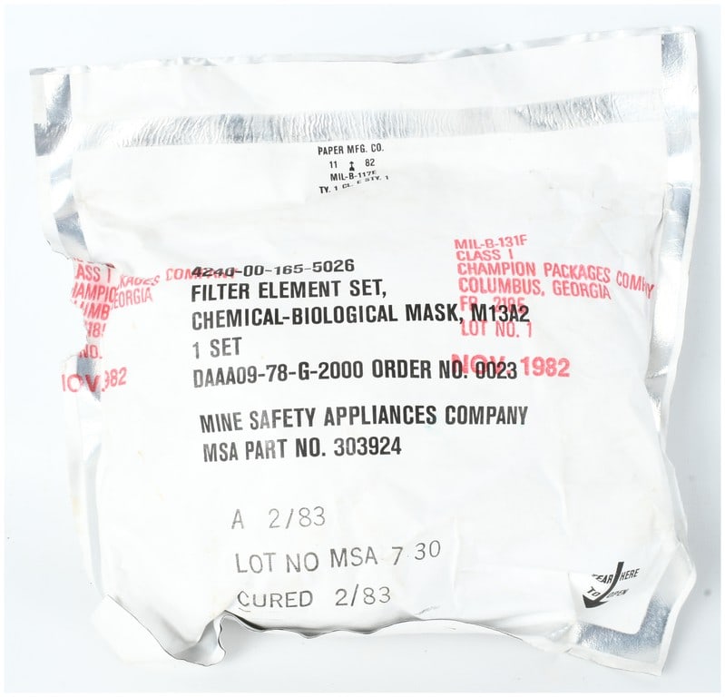 Cold War US M17 Gas Mask M13A2 Filter Element Set, Mine Safety Appliances (MSA) (1 of 3)