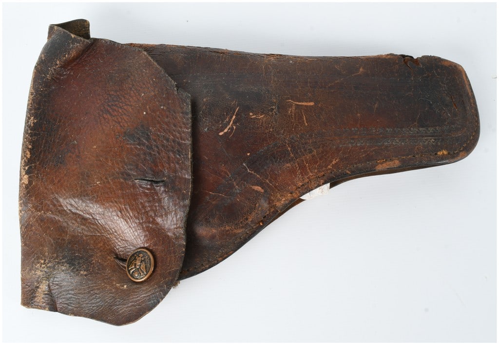 US Army Style Leather Flap Revolver Holster with 1902 Pattern General Service Button (1 of 5)