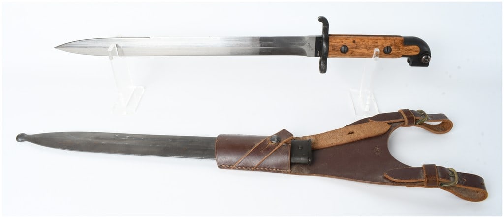 Swedish Model 1914 Mauser Bayonet with Scabbard and Leather Frog by Eskilstuna Jernmanufaktur AB (1 of 8)