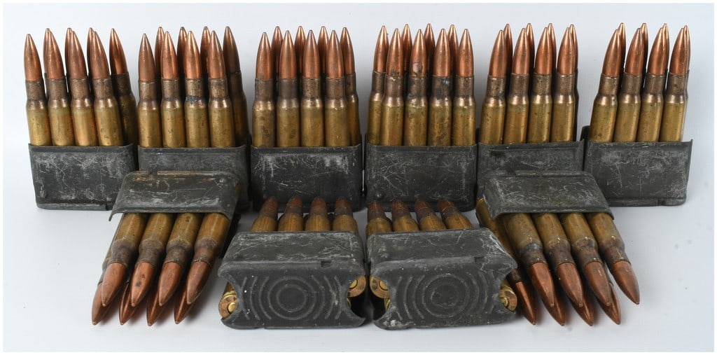A Lot of 80 Rounds of St. Louis Ordnance Plant .30-06 SPRG Ammunition on M1 Garand En Bloc Clips (1 of 4)