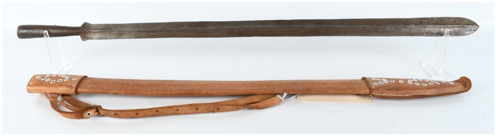 East African Maasai Seme Short Sword and Leather Scabbard (1 of 5)