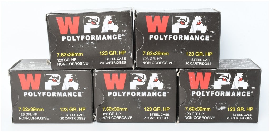 A Lot of 100 Rounds of Wolf WPA Polyformance 7.62x39mm Ammunition (1 of 3)