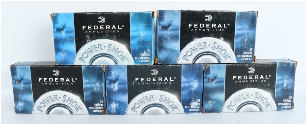 A Lot of 100 Rounds Federal Power-Shok 7mm Remington Magnum Centerfire Rifle Ammunition (1 of 3)