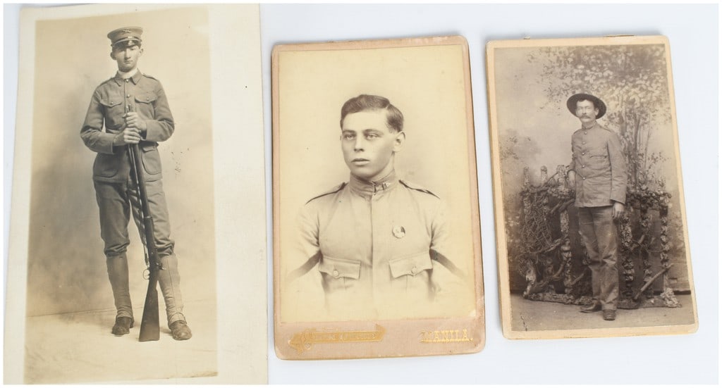 Three Early 20th Century Military Portraits of American Soldiers in Manila, Philippines (1 of 5)