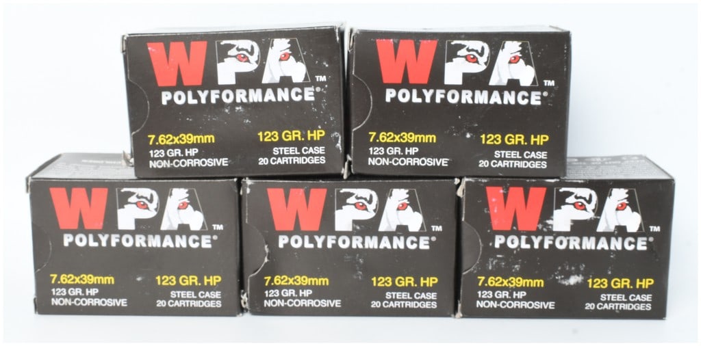 A Lot of 100 Rounds of WPA Polyformance Ammunition 7.62x39mm (1 of 3)