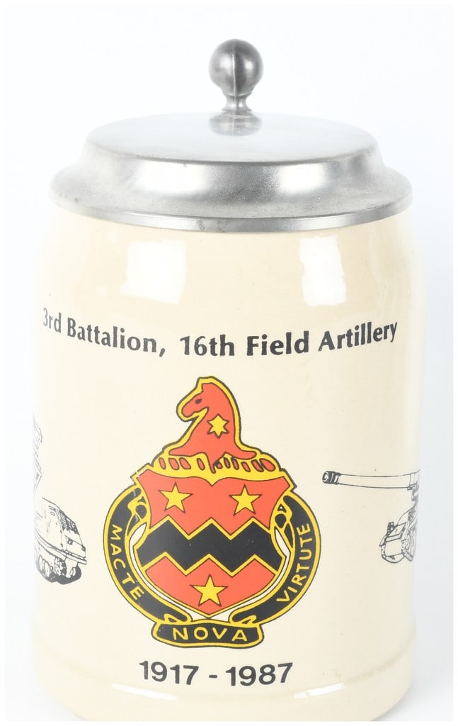 US Army 3rd Battalion, 16th Field Artillery Commemorative Ceramic Lidded Stein by Bever (1 of 4)