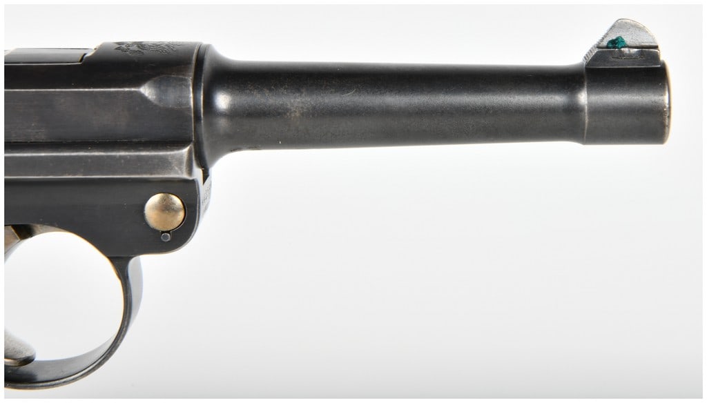 DWM Model 1906 American Eagle Toggle Lock Semi-Automatic Pistol 7.65mm Luger with 4.75 Inch Barrel - 9