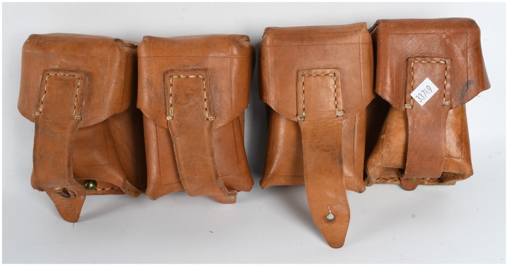A Pair of WWII German Style Triple-Pocket Leather Ammunition Pouches for the Mauser 98k (1 of 6)