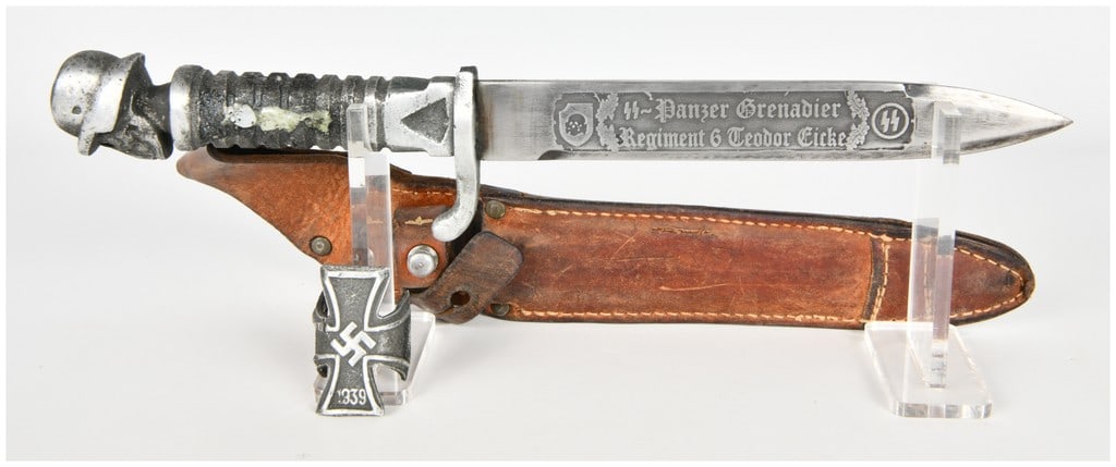 A Replica SS Panzer Grenadier Regiment 6 Teodor Eicke Commemorative Dagger with Scabbard and (1 of 12)