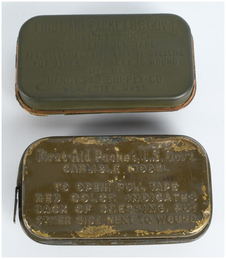 Two US Army Carlisle Model First Aid Packets, WWI and WWII Eras (1 of 5)