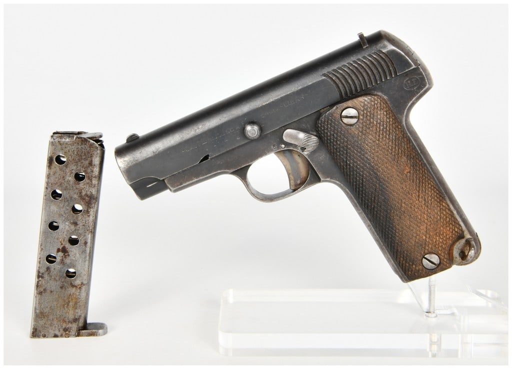 Hijos de A. Echeverria Model 1912 Semi-Automatic Pistol 7.65mm with 3.5 Inch Barrel: This is a Spanish semi-automatic pistol, specifically a Model 1912 manufactured by Hijos de A. Echeverria in Eibar. Chambered in 7.65mm (.32 ACP), this early semi-automatic handgun is a precursor to t