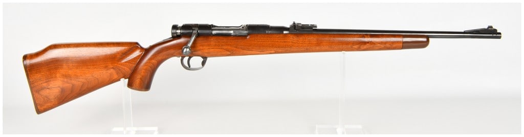 Arisaka Type 44 Bolt Action Rifle 6.5x50mm with 19 Inch Barrel: This is a sporterized Arisaka Type 44 bolt-action rifle chambered in 6.5x50mm, originally produced as a military carbine. The rifle features a 19 inch barrel that has been modified through the removal
