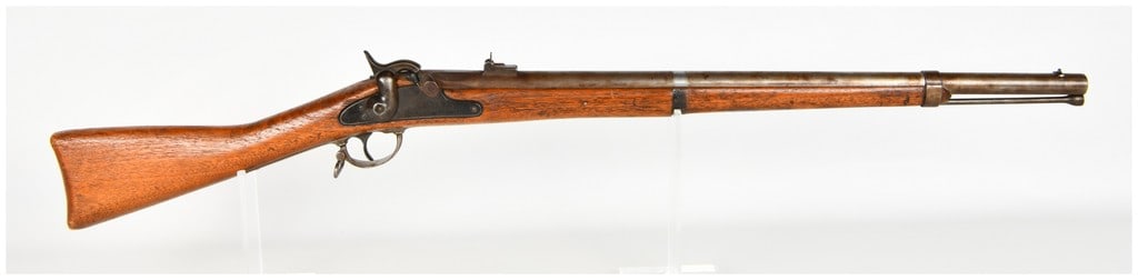 U.S. Springfield Model 1866 Second Allin Trapdoor Breech Loading Rifle .50-70 Government with: This is a U.S. Springfield Model 1866 Second Allin trapdoor breech loading rifle, chambered for the .50-70 Government cartridge. This example is a period modification of the standard service rifle, ha