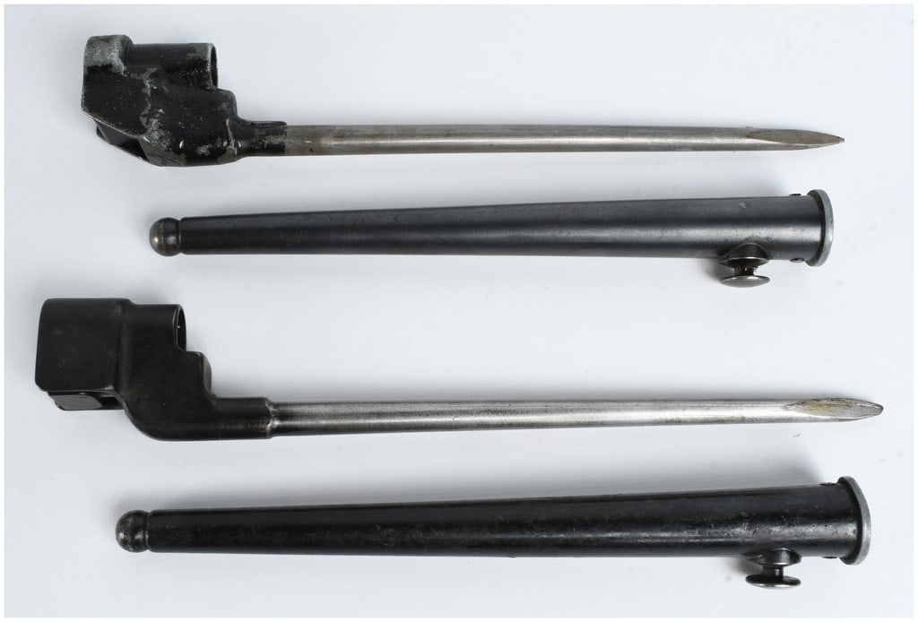 A Pair of British No. 4 Mk II Spike Bayonets with Scabbards (1 of 9)