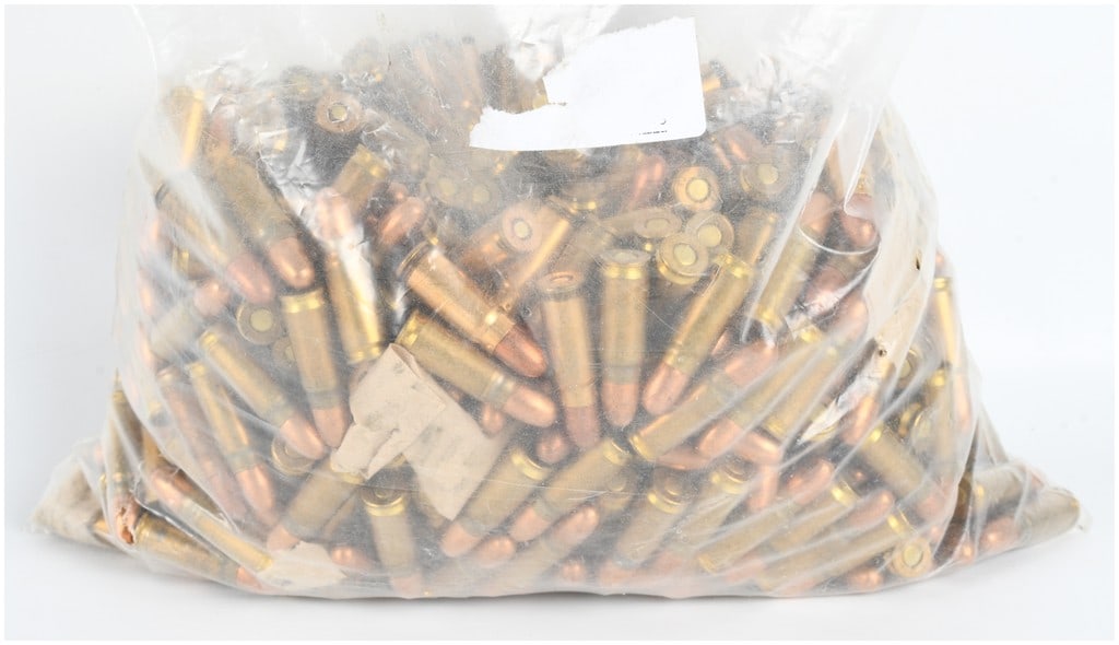A Lot of 600 Rounds of 7.62x25mm Tokarev Ammunition: This lot comprises 600 rounds of 7.62x25mm Tokarev ammunition, featuring bottlenecked brass cases and copper-jacketed round-nosed full metal jacket projectiles. The ammunition appears to be a mixture