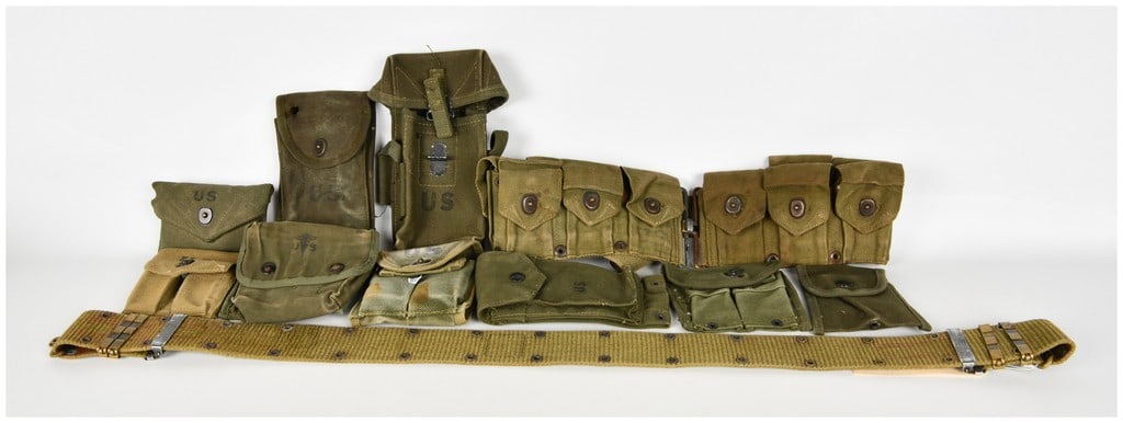 A Group of 9 US Military WWII and Korean War Era Canvas Field Gear Items (1 of 4)