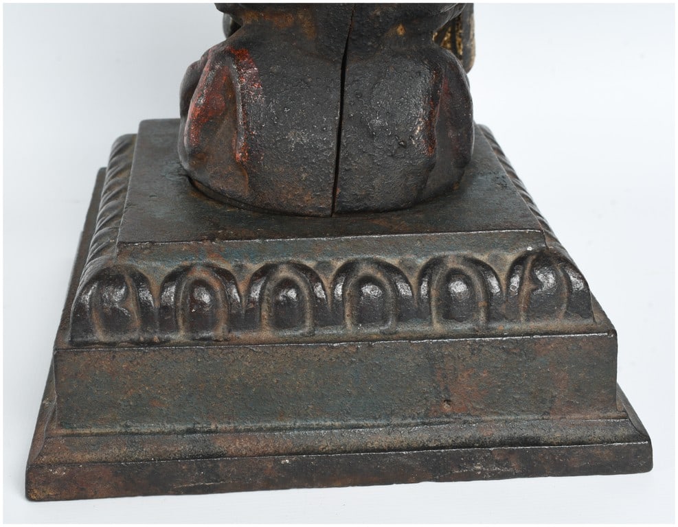 American Painted Cast Iron Eagle Still Bank on Pedestal Base - 2