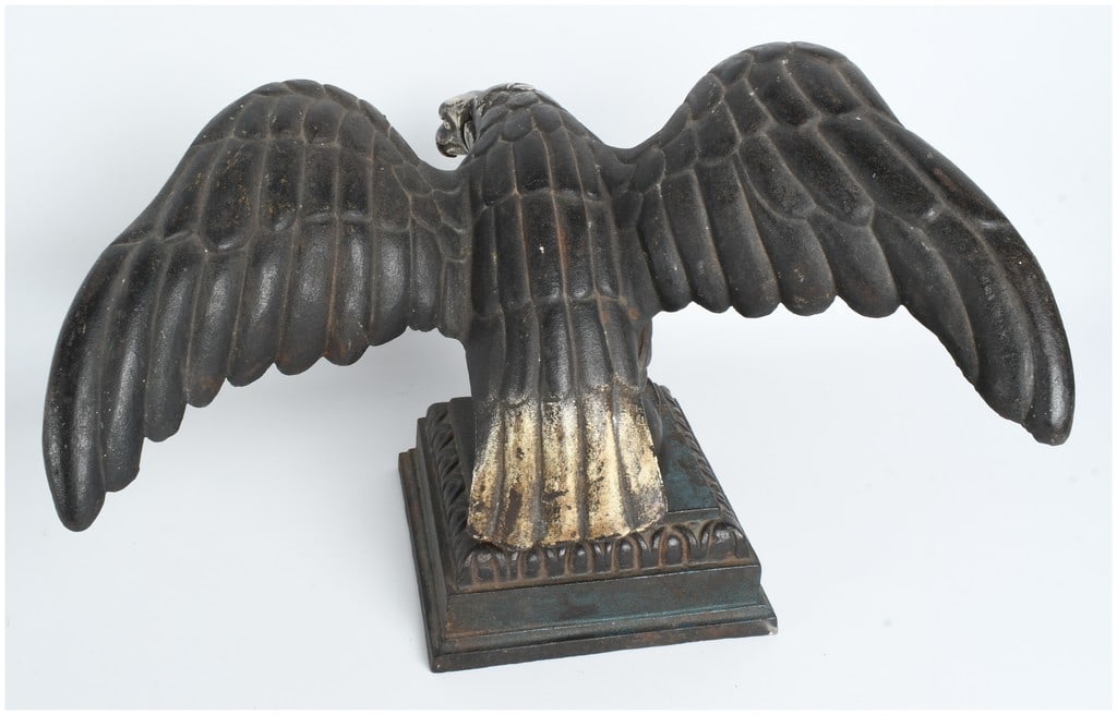 American Painted Cast Iron Eagle Still Bank on Pedestal Base - 7
