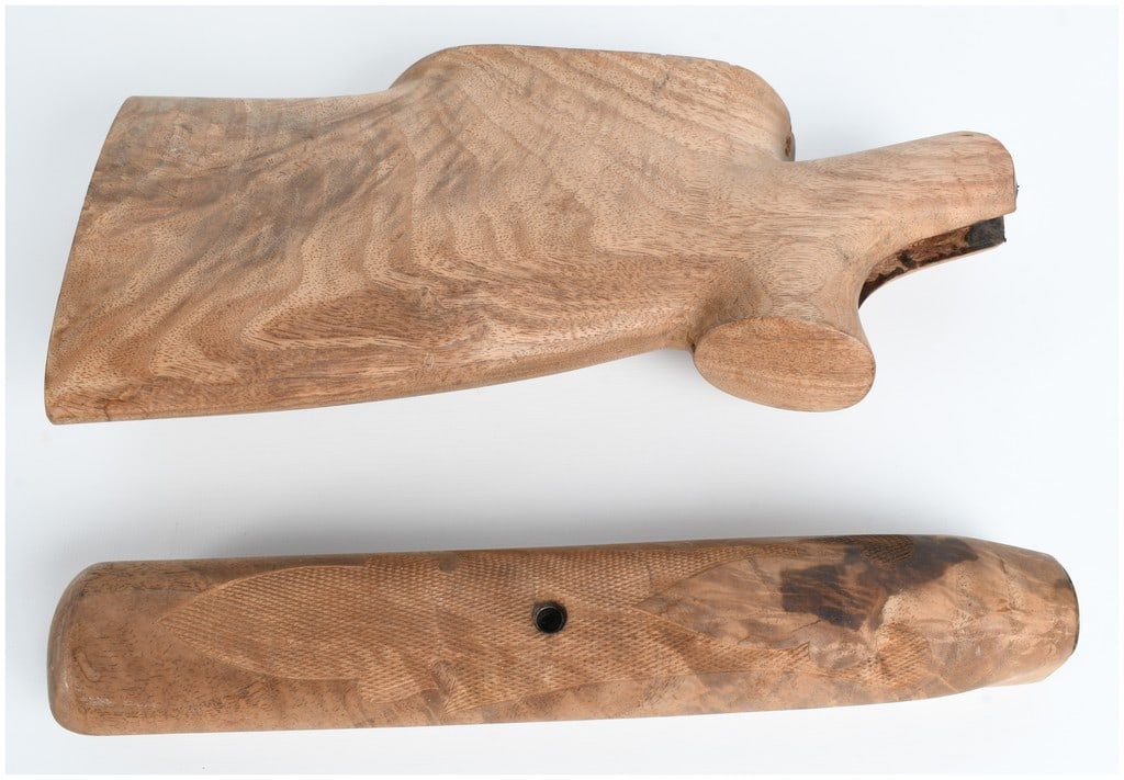A Pair of Unfinished Wood Stock and Forend Components for a Long Gun (1 of 11)