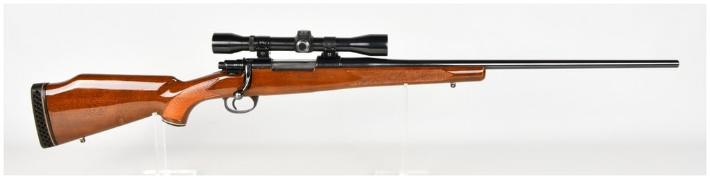 Interarms Mark X Bolt Action Rifle .22-250 Remington with 24 Inch Barrel: This Interarms Mark X is a bolt-action sporting rifle chambered in .22-250 Remington and built upon a commercial Mauser-style action. The rifle is equipped with a blued barrel and receiver set into an