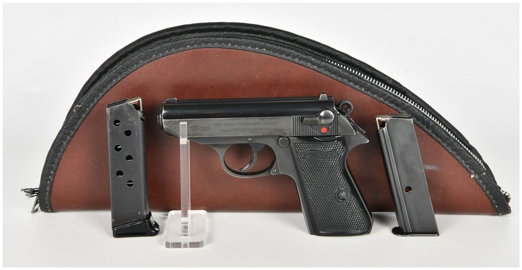 Walther Model PPK/S Semi-Automatic Pistol 9mm kurz with 3.3 Inch Barrel 1969: This Walther Model PPK/S semi-automatic pistol is chambered in 9mm kurz (.380 ACP) and is configured for personal defense or concealed carry. The firearm features a 3.3 inch barrel, a fixed front blad