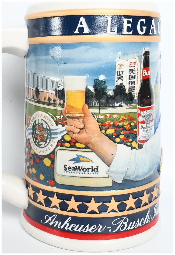 2005 Anheuser-Busch Busch Family Series August A. Busch III State Convention Stein: This is a ceramic beer stein produced for Anheuser-Busch, Inc. by Ceramarte of Brazil. It is the fifth installment of the six-part Busch Family Series, dedicated to August A. Busch III and themed A Le