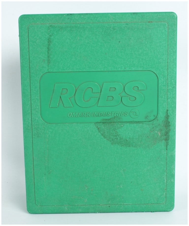 RCBS Two-Die Reloading Set for 7.5x54mm French MAS: A two-die rifle cartridge reloading set manufactured by RCBS during the Omark Industries era. The set is designed for 7.5x54mm French MAS cartridges. It consists of a full-length sizing die with a dec