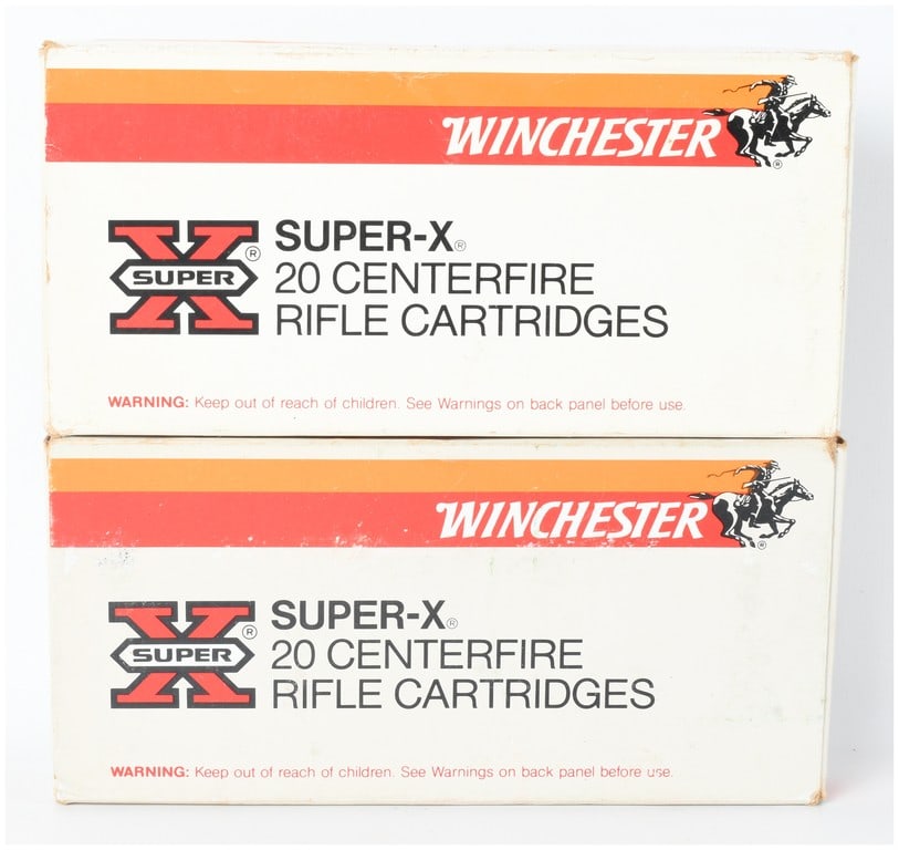 A Lot of 40 Rounds of Winchester Super-X Centerfire Rifle Ammunition .284 Winchester: This lot consists of 40 rounds of Winchester Super-X .284 Winchester centerfire rifle ammunition housed in two original twenty-round cardboard boxes. These cartridges are equipped with 150-grain Power