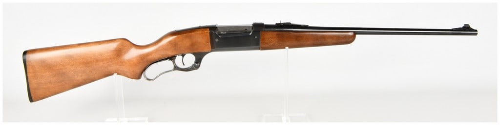 Savage Model 99E Lever Action Rifle .300 Savage: This is a Savage Model 99E lever-action rifle chambered for the .300 Savage cartridge, a configuration highly regarded for hunting and sporting use. The firearm features a blued steel barrel and recei