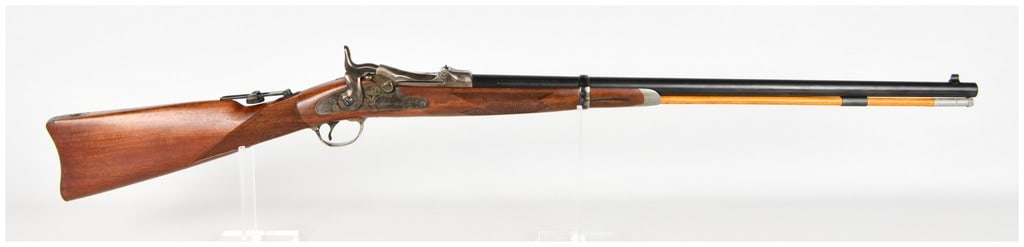 Harrington & Richardson Model 1873 Officer's Model Trapdoor Action Rifle .45-70 Govt. with 26 Inch: This modern replica rifle is a Harrington & Richardson reproduction of the Springfield Model 1873 Officer's Model, chambered in .45-70 Government and designed as a high-grade sporting variant of the c