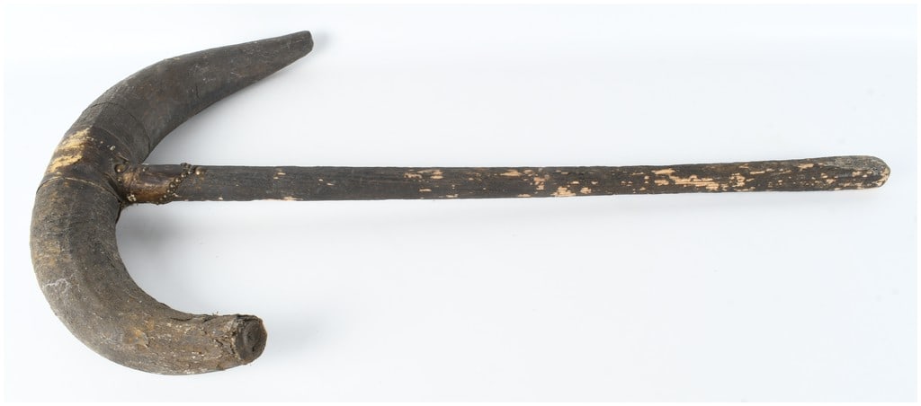 Central African Ceremonial Prestige Axe with Horn Head and Brass Tack Embellishment (1 of 8)