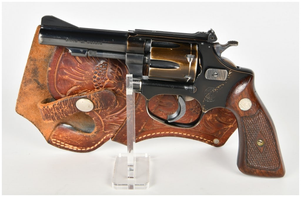 Smith & Wesson K-22 Masterpiece Double Action Revolver .22 Long Rifle with 6 Inch Barrel: This Smith & Wesson K-22 Masterpiece is a classic double-action revolver chambered in .22 Long Rifle, built on the versatile K-frame with a five-screw design. The firearm features a 6 inch barrel equi