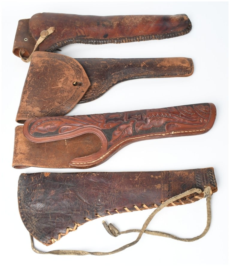 A Collection of 4 Tooled and Laced Leather Holsters and Scabbards (1 of 6)