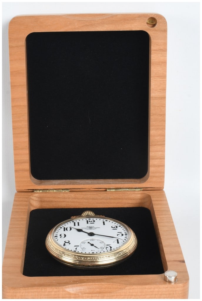 Ball Official Standard 21 Jewel Railroad Grade Pocket Watch Model 999B: One Ball Watch Company Official Railroad Standard pocket watch. The open face timepiece features a white porcelain dial signed Ball Official Standard Cleveland with the trademark railroad logo. The di