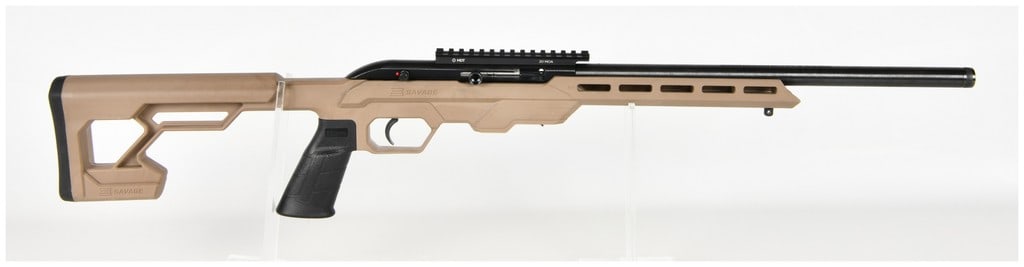 Savage 64 Precision Semi-Automatic Rifle .22 LR with 16.5 Inch Barrel: The Savage 64 Precision is a semi-automatic rimfire rifle chambered in .22 LR, designed for precision target shooting and recreational use. This firearm features a 16.5-inch heavy barrel with a thread