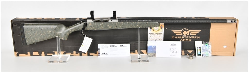 Christensen Arms Model 14 Ridgeline Bolt Action Rifle 6.5-284 Norma with 26 Inch Barrel: This is a single Christensen Arms Model 14 Ridgeline bolt-action rifle chambered in 6.5-284 Norma, designed for precision long-range hunting. The rifle is equipped with a 26-inch carbon fiber-wrapped 