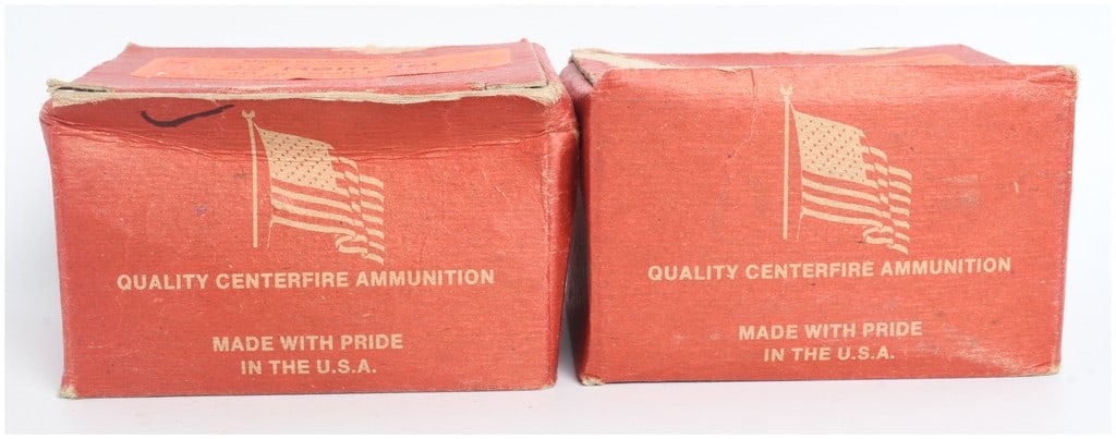 A Lot of 100 Rounds of CMA .22 Remington Jet Centerfire Ammunition: This lot features two 50-round boxes of .22 Remington Jet centerfire ammunition, totaling 100 rounds. The cartridges are loaded with 40 grain soft point bullets, which consist of a copper jacket and a