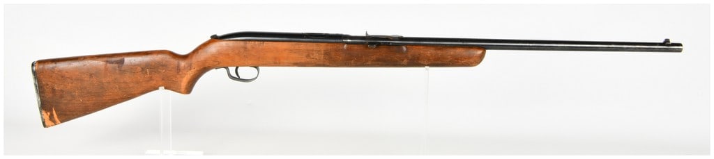 Winchester Model 55 Semi-Automatic Single-Shot Rifle .22 S, L, or LR with 22 Inch Barrel: This Winchester Model 55 semi-automatic, single-shot rifle is chambered for .22 Short, Long, or Long Rifle cartridges. The firearm features a unique top-loading action where the shooter manually loads