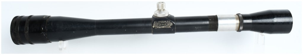 Lyman All-American 10X Perma-Center Rifle Scope: This Lyman All-American 10X Perma-Center is a vintage fixed-power rifle scope designed for precision target and benchrest shooting. The scope is built on a 1-inch main tube with a black finish and fea